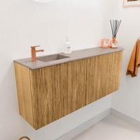 Toiletmeubel Mondiaz Joya Dlux | 101.6 cm | Meubelkleur Oak | Faye wastafel Saba Wasbak Links | 1 kraangat