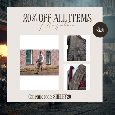 Maatpak Voor Heren | 3-delig Pak | Bruin/beige Prince Of Wales | Arthur Shelby | Peaky Blinders | Peaky Blinders