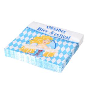 Oktoberfest themafeest servetten - 20x - blauw/wit - 33 x 33 cm - Papier