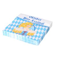 Oktoberfest themafeest servetten - 20x - blauw/wit - 33 x 33 cm - Papier