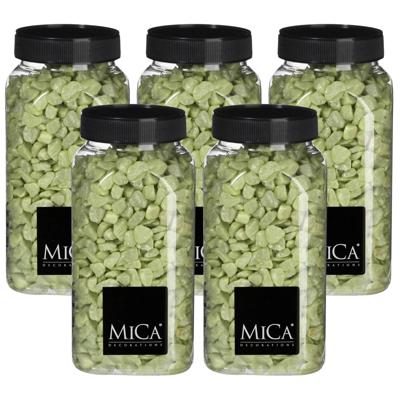 Mica Decorations decoratie steentjes - 5x - lichtgroen - 650ml - hobby steentjes