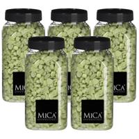 Mica Decorations decoratie steentjes - 5x - lichtgroen - 650ml - hobby steentjes
