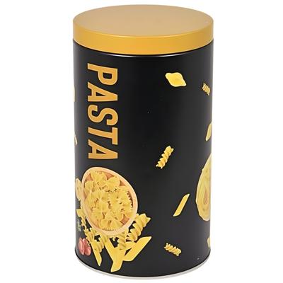 Excellent Houseware Pasta / spaghetti bewaarblik - zwart - metaal - Italiaans - 11 x 19 cm
