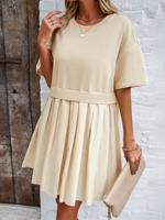 Crew Neck Casual Dress With No - thumbnail