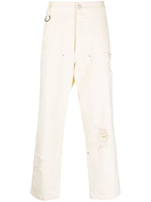 Etudes jean ample à effet usé - Blanc