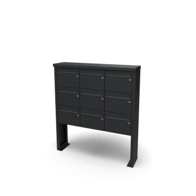 Multibox brievenbus 3 breed 3 hoog zwart - Geroba