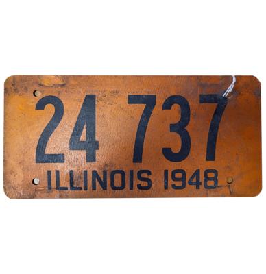 Illinois 1948 Kentekenplaat - Origineel - Gemaakt Van Kokos