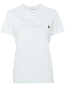 Moncler t-shirt en coton biologique à logo brodé - Bleu