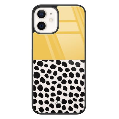 iPhone 12 glazen hardcase - Abstract geel