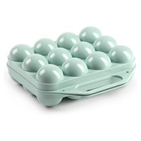 Eierdoos - koelkast organizer eierhouder - 12 eieren - mint groen - kunststof - 20 x 19 cm   - - thumbnail