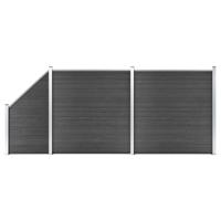 Schuttingpanelenset 446x(105-186) cm HKC zwart