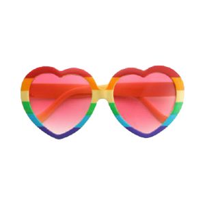 Hippie Flower Power Sixties hartjes glazen zonnebril regenboog kleuren   -