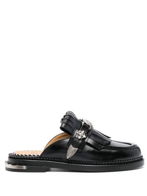 Toga Pulla chaussons en cuir à franges - Noir