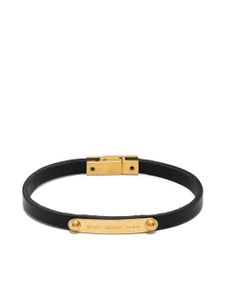 Saint Laurent bracelet en cuir à logo gravé - Noir