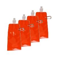 Drinkfles/bidon - 8x - oranje - navulbaar - opvouwbaar met haak - 400 ml - festival/outdoor