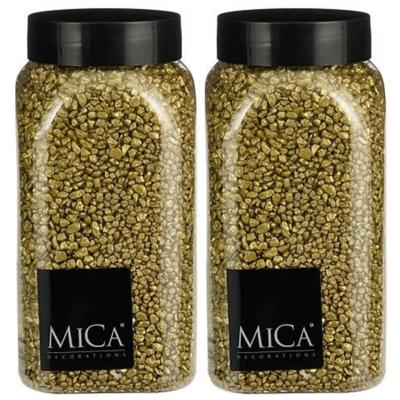 Mica Decorations decoratie stenen/granulaat - 2x - 650ml - goud - hobby steentjes