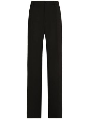 Dolce & Gabbana pantalon en laine vierge à taille haute - Noir