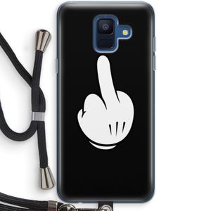 Middle finger black: Samsung Galaxy A6 (2018) Transparant Hoesje met koord