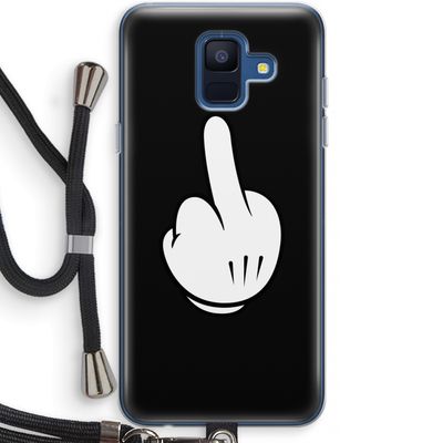 Middle finger black: Samsung Galaxy A6 (2018) Transparant Hoesje met koord