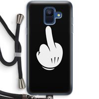Middle finger black: Samsung Galaxy A6 (2018) Transparant Hoesje met koord