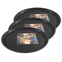 Set van 10x stuks dienblad - anti-slip - zwart - kunststof - d35 x h2 cm - vaatwasbestendig