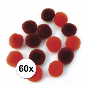 60x knutsel pompons 15 mm rood   -