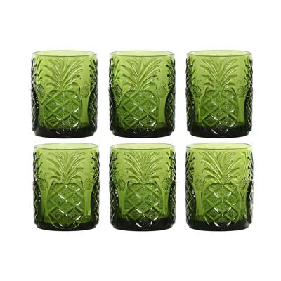Glazenset Home ESPRIT Groen Kristal Met reliëf 300 ml (6 Stuks)