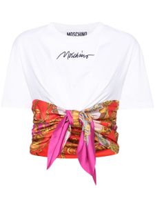 Moschino t-shirt crop à détail de foulard - Blanc