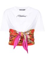 Moschino t-shirt crop à détail de foulard - Blanc