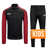 Robey - Performance Half-Zip Trainingspak - Zwart/ Rood - Kinderen