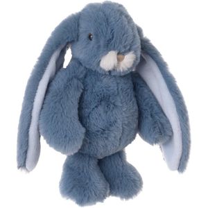 Bukowski pluche konijn knuffeldier - blauw - staand - 22 cm - luxe knuffels