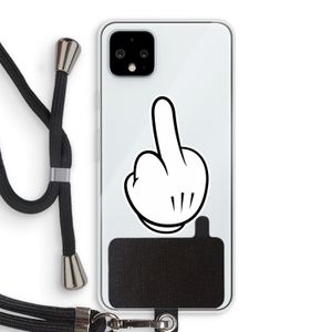 Middle finger white: Pixel 4 XL Transparant Hoesje met koord