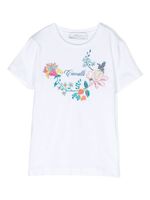 Roberto Cavalli Junior t-shirt en coton à fleurs - Blanc