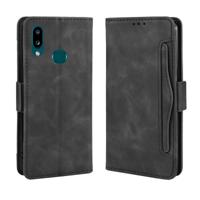 Voor Galaxy A10s portemonnee stijl huid voelen kalf patroon lederen draagtas met aparte kaartsleuf (zwart)