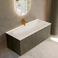 Badmeubel Mondiaz Kurve-Dlux | 110 cm cm | Meubelkleur Shadow | Wastafelkleur Ostra | Solid surface | Wasbak midden spoelbak | 1 kraangat