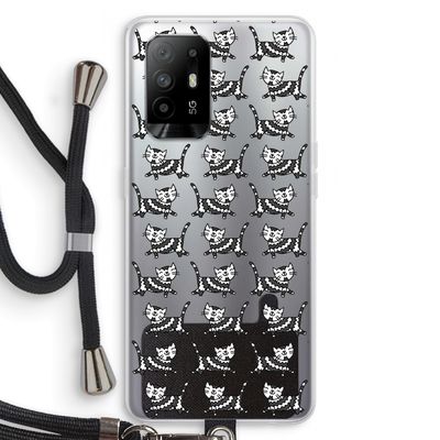 Zwarte poes: Oppo A95 5G Transparant Hoesje met koord