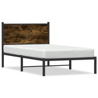 Bedframe met hoofdbord metaal gerookt eikenkleurig 100x190 cm - thumbnail