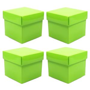 Luxe cadeaudoosje met deksel - 10x - groen metallic - 10 x 10 x 10 cm - vierkant