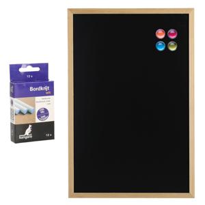 Krijtbord/schoolbord met magneten en 12x krijtjes - 40 x 60 cm