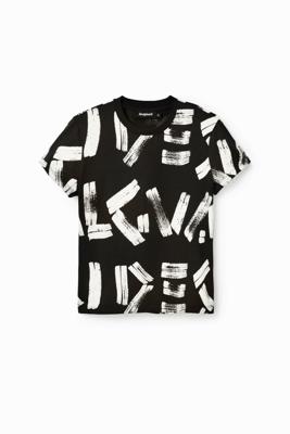 T-shirt met arty letters - BLACK - M
