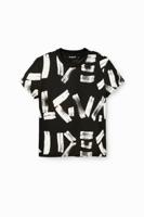 T-shirt met arty letters - BLACK - M