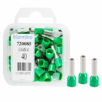 Adereindhuls 6qmm groen penlengte = 12mm 40 stuks 720085 geïsoleerd Klemko