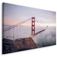 Schilderij - Golden Gate Bridge in de mist, multi-gekleurd, 4 maten, premium print