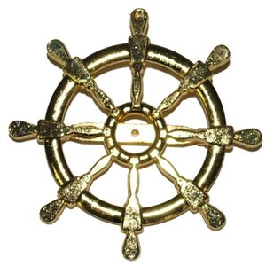 Gouden matroos/zeeman verkleed broche scheepsroer 7 cm