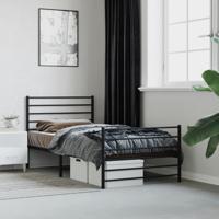 Bedframe met hoofd- en voeteneinde metaal zwart 90x190 cm - thumbnail
