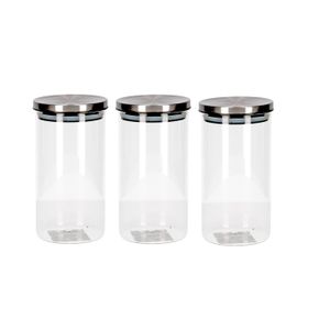 6x Transparante voorraadbussen/voorraadpotten van glas 900 ml