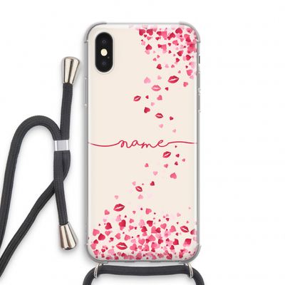 Hartjes en kusjes: iPhone X Transparant Hoesje met koord