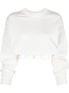 Alexander McQueen sweat crop à design superposé - Blanc