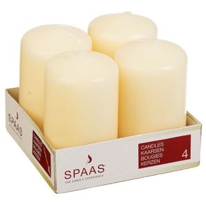 4x Ivoor cilinderkaars/stompkaars 5 x 8 cm 12 branduren