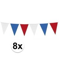 8x vlaggenlijnen holland/nederland - rood-wit-blauw - 10 meter - kunststof - binnen en buiten